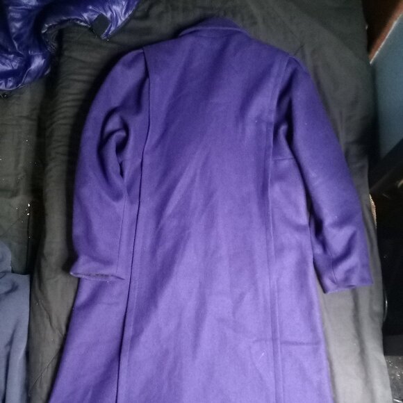 Vintage Stephane Matthews Double Breast Wool Overcoat Purple - Picture 7 of 8